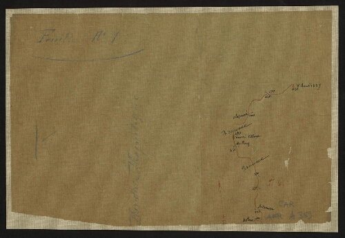 [Carte non localisée, mentionnant les rivières [?] de Mélomé, Aioumou, Méllong, Olazoumé, et la date du 8 août 1889]