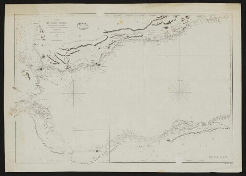 Carte du golfe d'Aden de Ras Addah à l'entrée de la mer Rouge