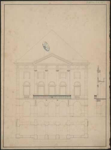 [Plan de la façade du Théâtre de Chambéry] [Document cartographique manuscrit]
