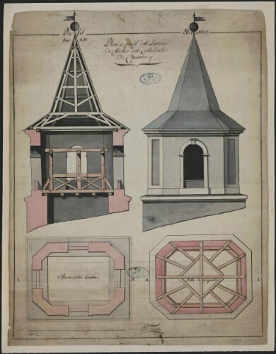 Plan et profil de la lanterne du clocher de la cathédrale de Chambéry