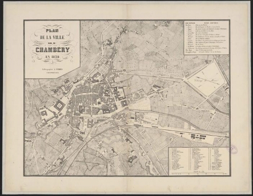 Plan de la ville de Chambéry en 1878