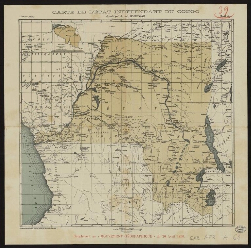 Carte de l'Etat indépendant du Congo : supplément au "Mouvement géographique" du 20 avril 1890