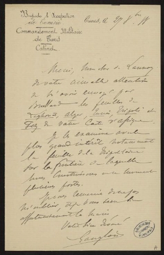 Lettre d'Hippolyte Langlois à Lannoy de Bissy