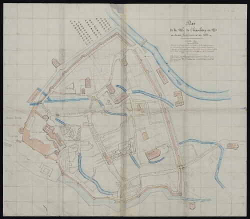 Plan de la ville de Chambéry en 1773 et de ses fortifications en 1656