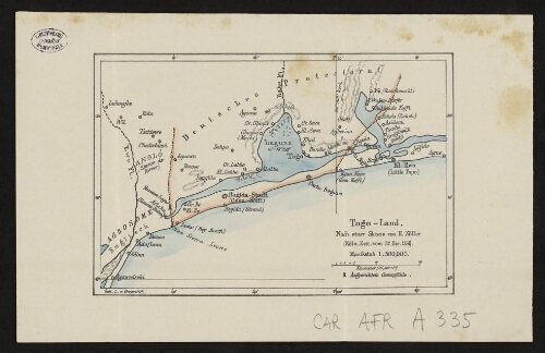 Togo-Land nach einer Skizze von H. Zöller, Köln, Zeit, vom 27. Dec. 1884