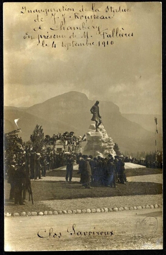 Inauguration de la statue de Jean-Jacques Rousseau à Chambéry