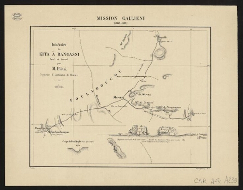 Mission Gallieni 1880-1881. Itinéraire de Kita à Bangassi