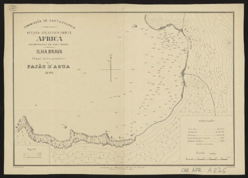 Oceano Atlantico Norte Africa, archipelago de Cabo Verde, Ilha Brava, plano hydrographico do Fajão d'Agua