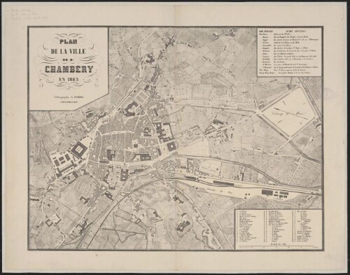 Plan de la ville de Chambéry en 1885