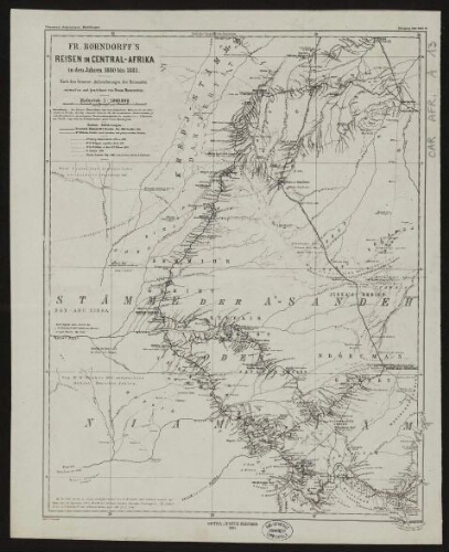 Fr. Bohndorff's Reisen in Central-Afrika in den Jahren 1880 bis 1883 : nach den Itinerar-Aufzeichnungen des Reisenden