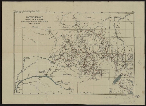 Ubersichtskarte der Reisen von Dr. [Doktor] W. Junker in den Stromgebieten des Nil und des Congo, 1876-78 und 1880-86