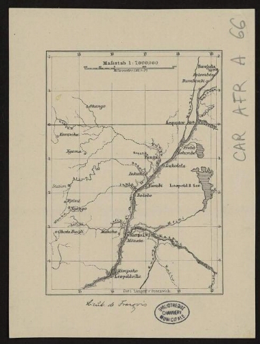 [Carte des environs du fleuve Congo entre Léopoldville = Kinshasa et Bolombo]