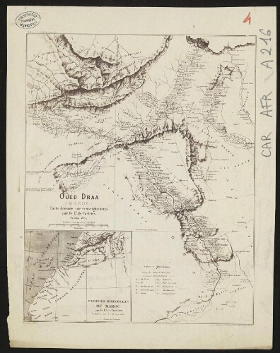 Oued Draa, Maroc. Carte dressée sur renseignements par le Lt de Castries, Sebdou 1879