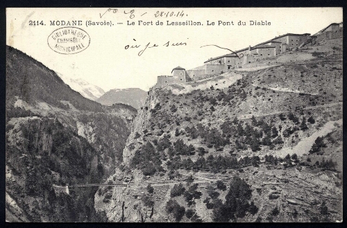 Modane (Savoie). Le fort de Lesseillon. Le Pont du Diable