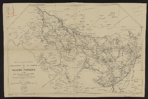 Expédition Galliéni 1886-87. Réduction de la carte du Soudan français au 1:750 000