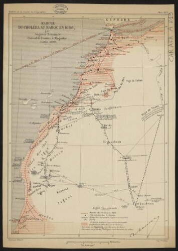 Marche du choléra au Maroc en 1868