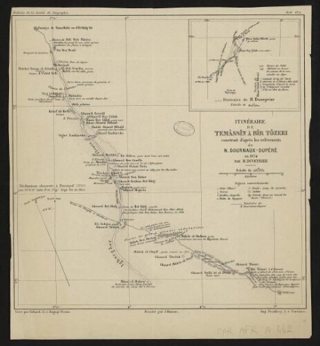 Itinéraire de Temâssîn à Bîr Tôzeri construit d'après les relèvements de N. Dournaux-Dupéré en 1874 par H. Duveyrier