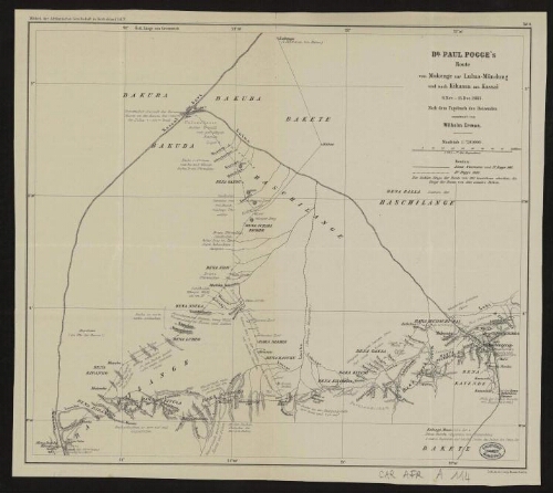 Dr Paul Pogge's Route von Mukenge zur Lulua-Mündung und nach Kikassa am Kassai, 9 Nov. - 15 Dec 1883
