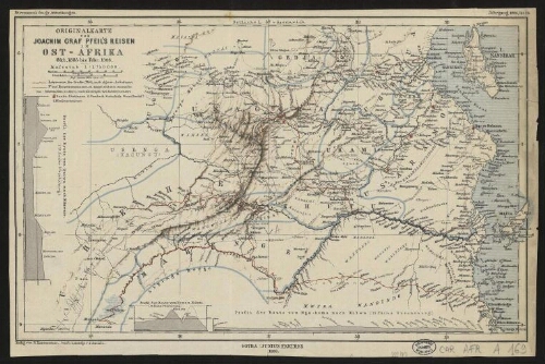 Originalkarte von Joachim Graf Pfeil's Reisen in Ost-Afrika, Okt. 1885 bis Febr. 1886
