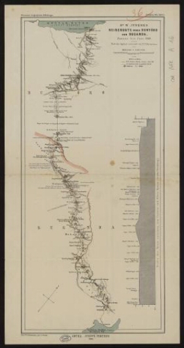 Dr W. Junker's Reiseroute durch Bunyoro und Buganda. Januar bis Juni 1886 : nach dem Tagebuch construiert von Dr B. Hassenstein