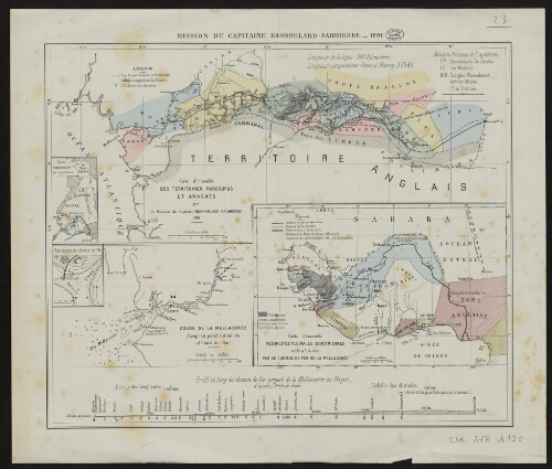 Mission du capitaine Brosselard-Faidherbe, 1891 : carte d'ensemble des territoires parcourus et annexés par la mission du capitaine Brosselard Faidherbe, 1891