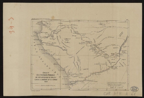 Croquis de l'itinéraire probable de M. P. Savorgnan de Brazza entre l'Ogôoué et le Congo, 1880