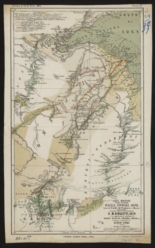 Carta originale delle regioni Galla, Somali, Adal tra il Golfo di Tegiura e Harar