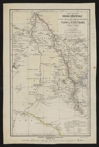 Carta speciale del Sudan orientale secondo lo stato attuale delle cognizioni geografiche ad illustrazione dei viaggi di G. Beltrame