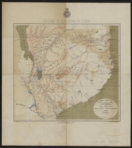 Africa oriental, Provincia de Moçambique, carta provisoria da viagem de exploraçao de Serpa Pinto e Augusto Cardozo, 1884-86