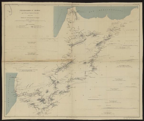 Itinéraires au Maroc par le vicomte Charles de Foucauld, 1883-1884, réduction des cartes manuscrites du voyageur