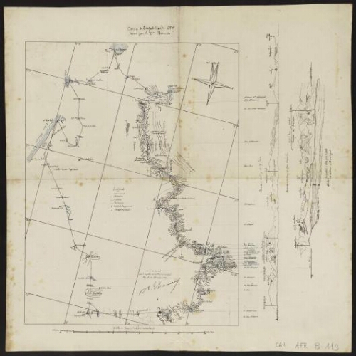 Carte de l'expédition de 1889 [boucle entre Tanger et Fès]